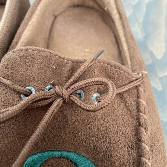 University of Oregon Ducks NCAA Brown Faux Suede Slippers - Cozy Mens 12 (XM1) - Picture 6 of 8
